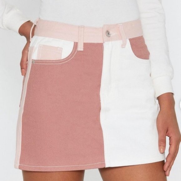 Nasty Gal Dresses & Skirts - Nastygal Color Block Denim Skirt size UK 6, EU 34